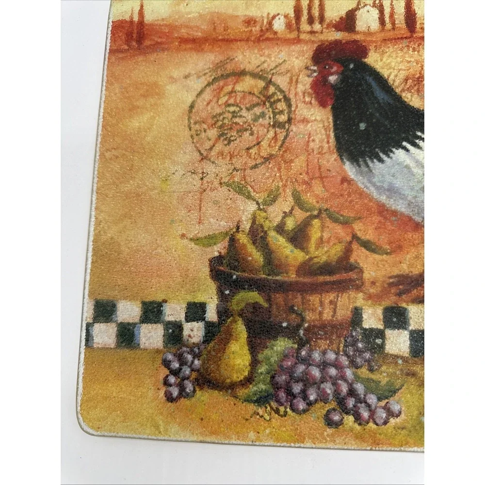 Rooster Theme Tempered Glass Cutting Board 15 X 11.5